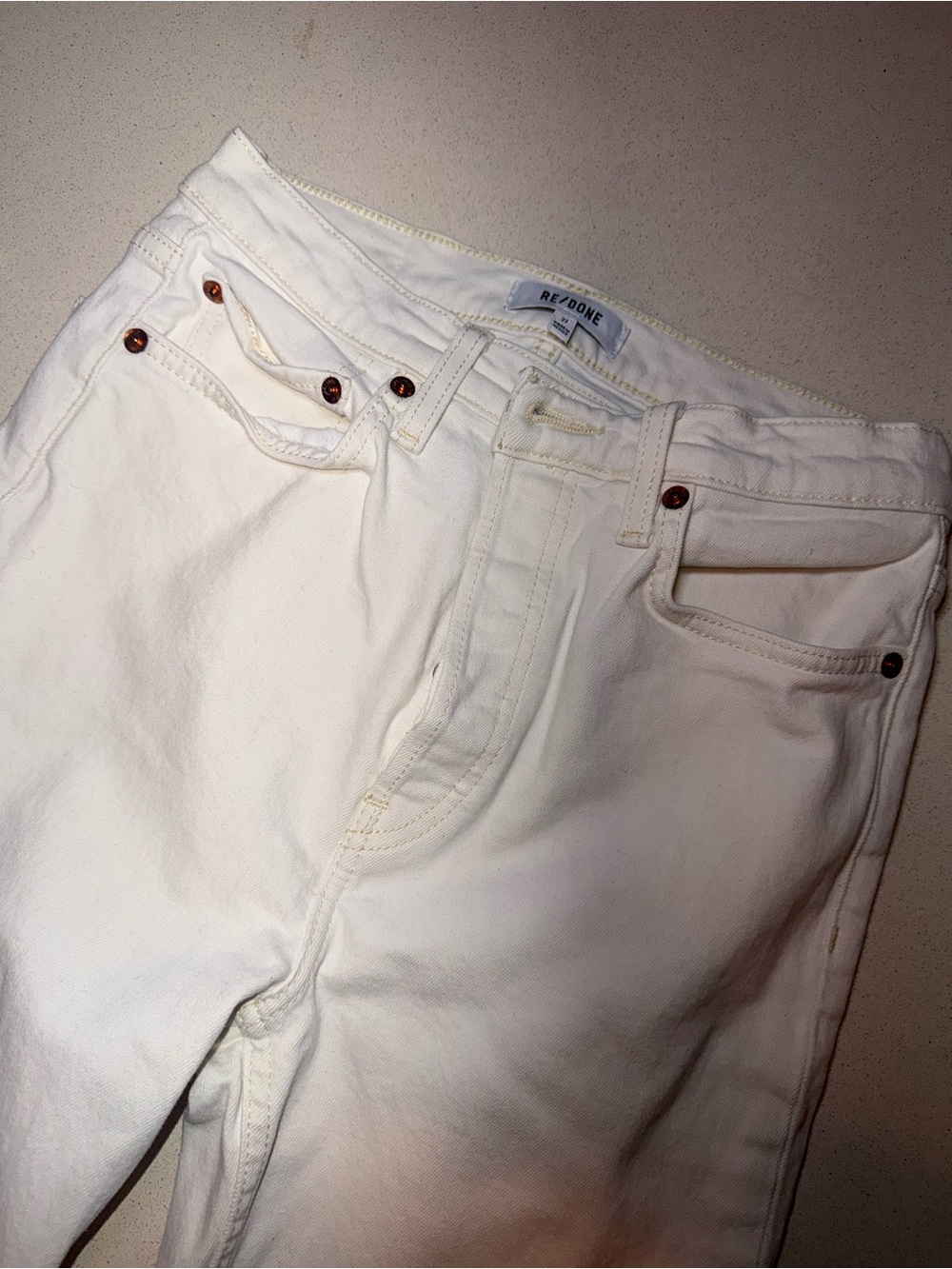 Re/Done Men's White Slim Straight Jeans